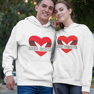 Couples Matching Hoodies - Her Rock, His Peace