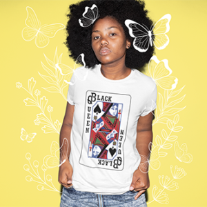 LADIES T-SHIRT, BLACK QUEEN